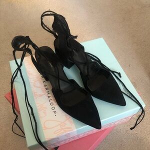 ZARA d’orsay/ lace up ballet straps/ kitten heel